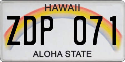 HI license plate ZDP071