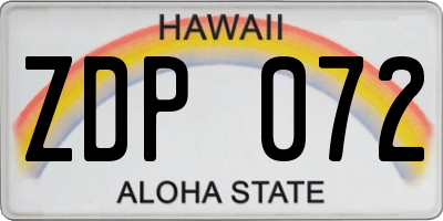 HI license plate ZDP072