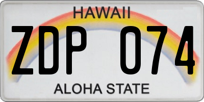 HI license plate ZDP074