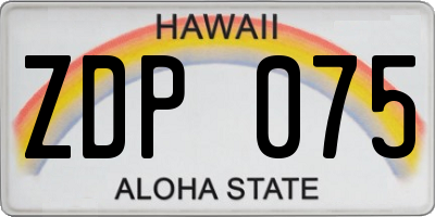 HI license plate ZDP075