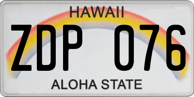 HI license plate ZDP076
