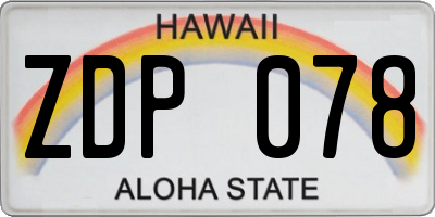 HI license plate ZDP078