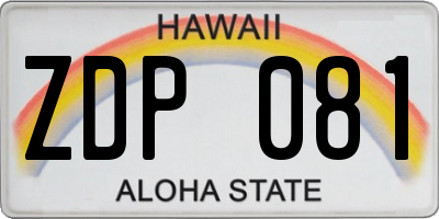 HI license plate ZDP081