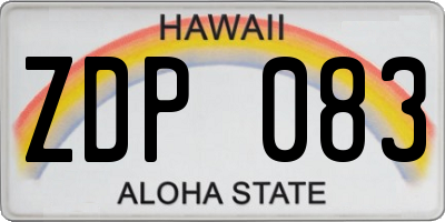 HI license plate ZDP083