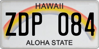 HI license plate ZDP084