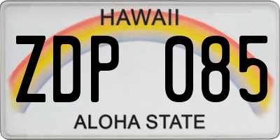 HI license plate ZDP085