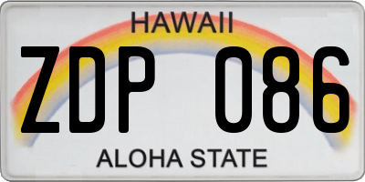 HI license plate ZDP086