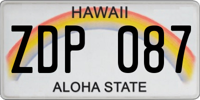 HI license plate ZDP087