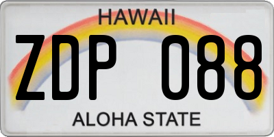 HI license plate ZDP088