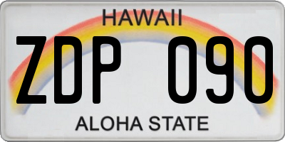 HI license plate ZDP090