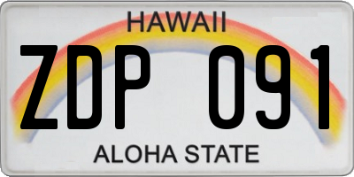 HI license plate ZDP091