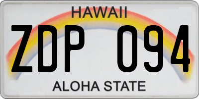 HI license plate ZDP094