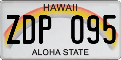 HI license plate ZDP095