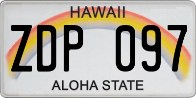 HI license plate ZDP097