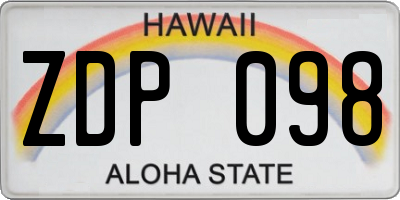 HI license plate ZDP098