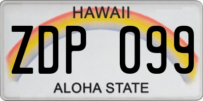 HI license plate ZDP099