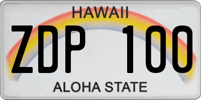 HI license plate ZDP100