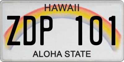 HI license plate ZDP101