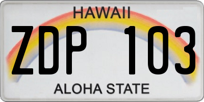 HI license plate ZDP103