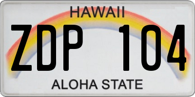 HI license plate ZDP104