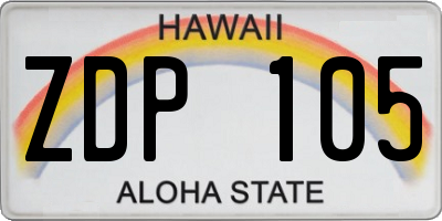 HI license plate ZDP105