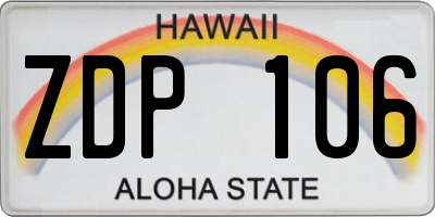 HI license plate ZDP106