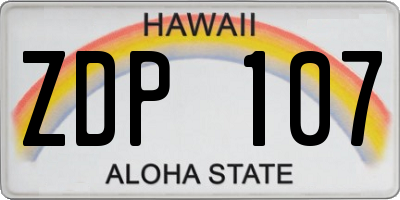 HI license plate ZDP107