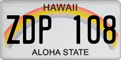 HI license plate ZDP108