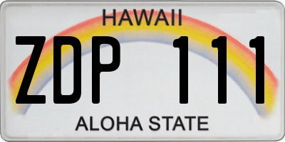 HI license plate ZDP111