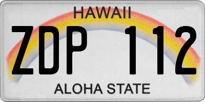 HI license plate ZDP112