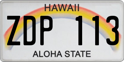 HI license plate ZDP113