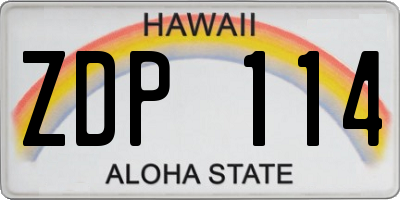 HI license plate ZDP114