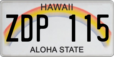 HI license plate ZDP115