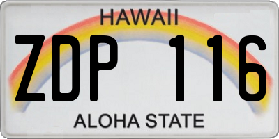 HI license plate ZDP116