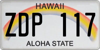 HI license plate ZDP117