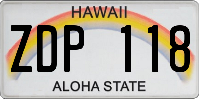 HI license plate ZDP118