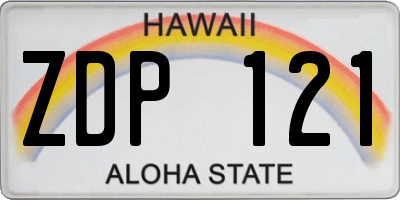 HI license plate ZDP121
