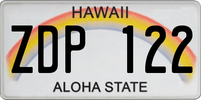 HI license plate ZDP122