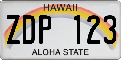 HI license plate ZDP123
