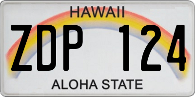 HI license plate ZDP124