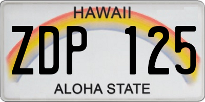 HI license plate ZDP125