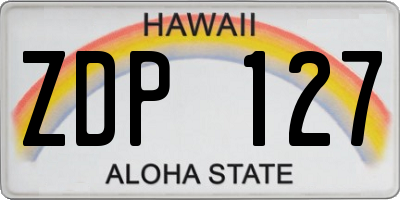 HI license plate ZDP127