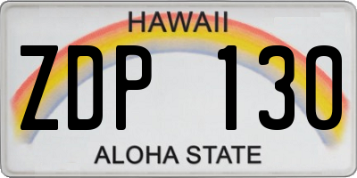 HI license plate ZDP130