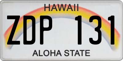 HI license plate ZDP131