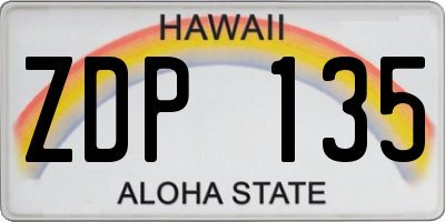 HI license plate ZDP135