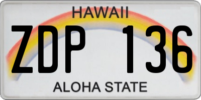 HI license plate ZDP136