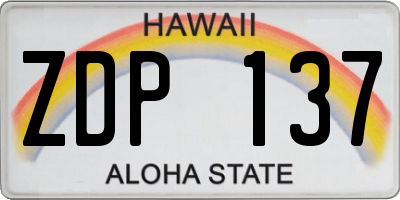 HI license plate ZDP137