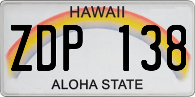 HI license plate ZDP138