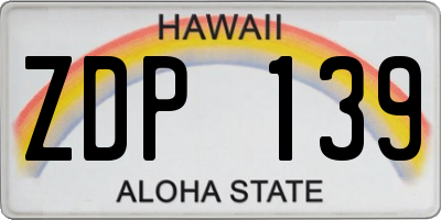 HI license plate ZDP139