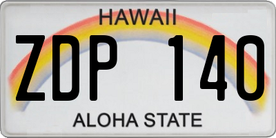HI license plate ZDP140